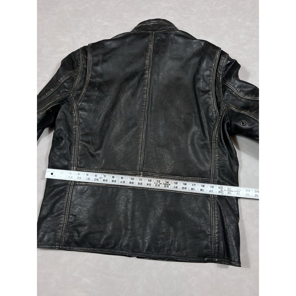 Marc New York by Andrew Marc Distressed Heavy Leather Jacket Men's Size Large - Picture 10 of 11